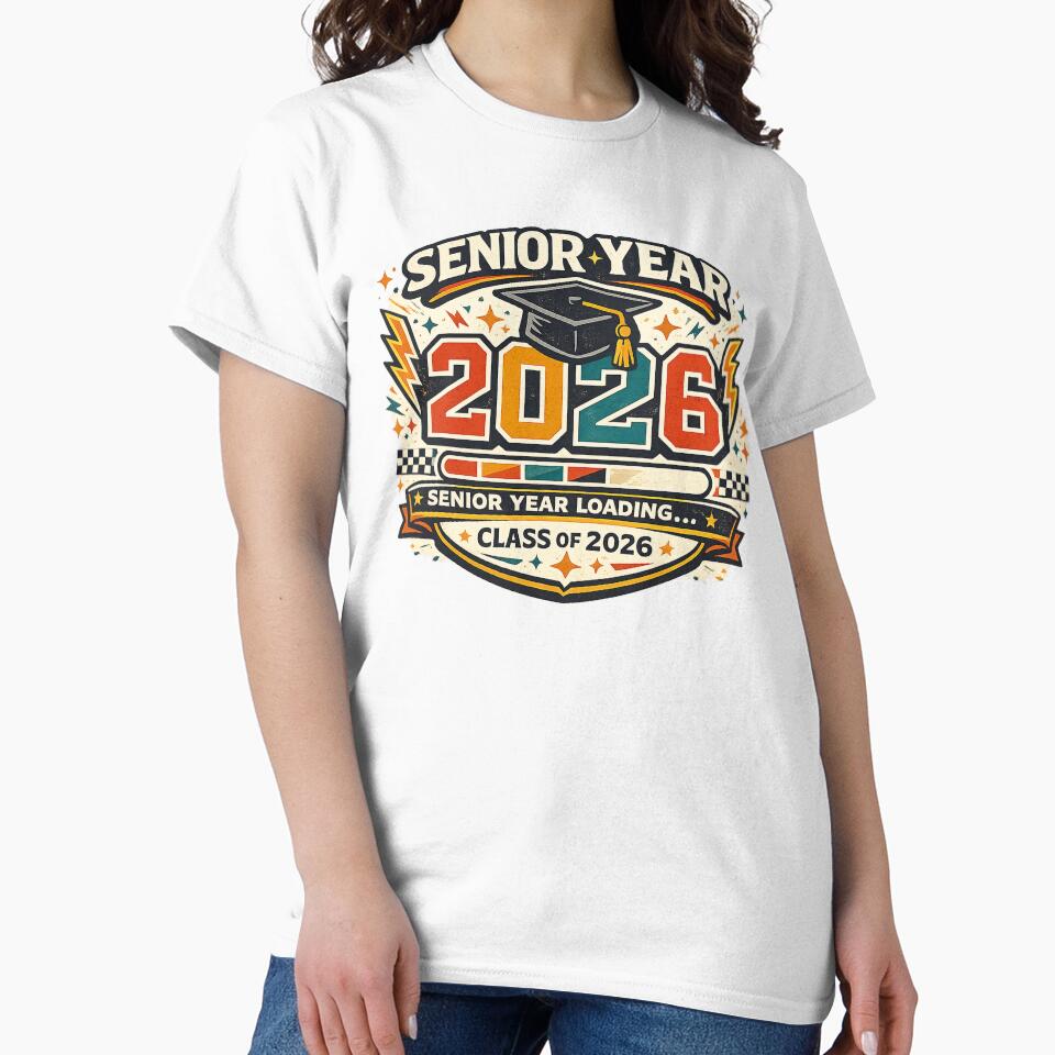 Senior Year Loading 2026 Graduation Retro Varsity Design by Concrete Coffee Studio