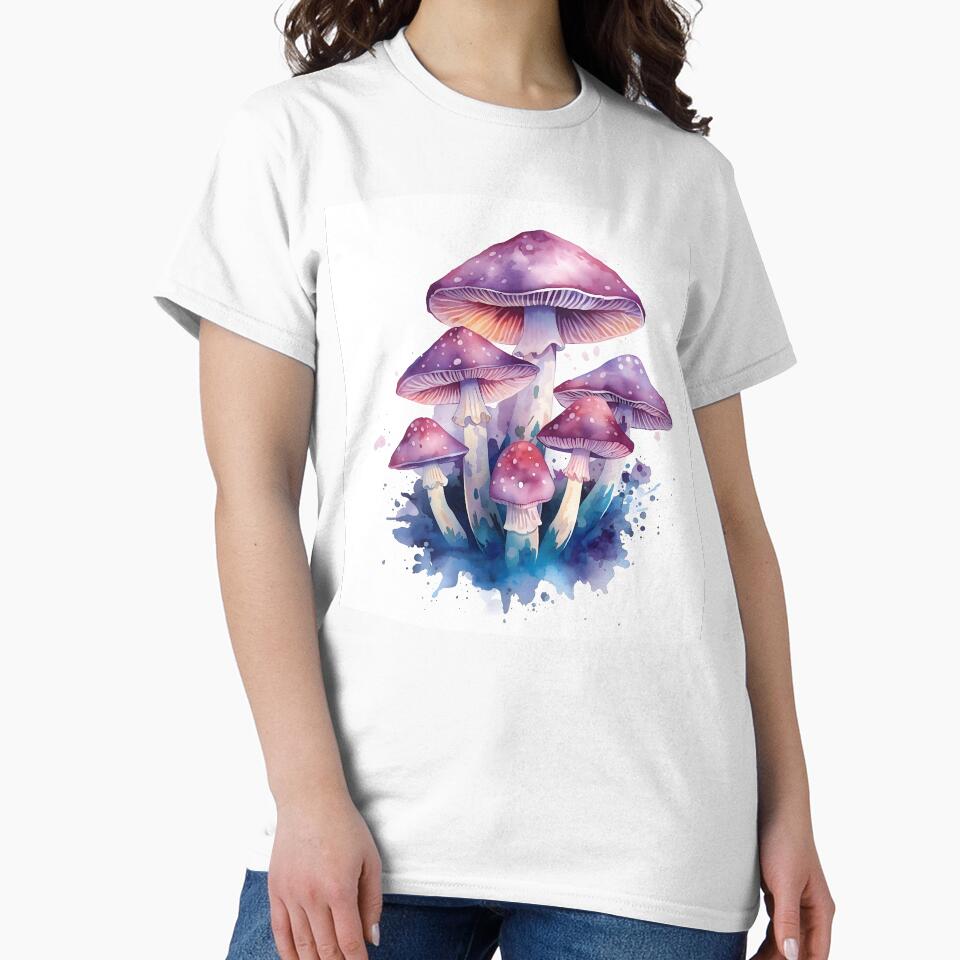 Enchanted Forest Mushrooms Watercolor Painting by RawNaturePrints