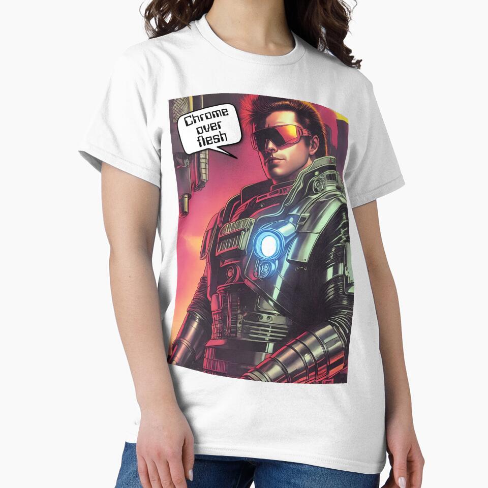Chrome Over Flesh - 80s style retro future by candlewithhare
