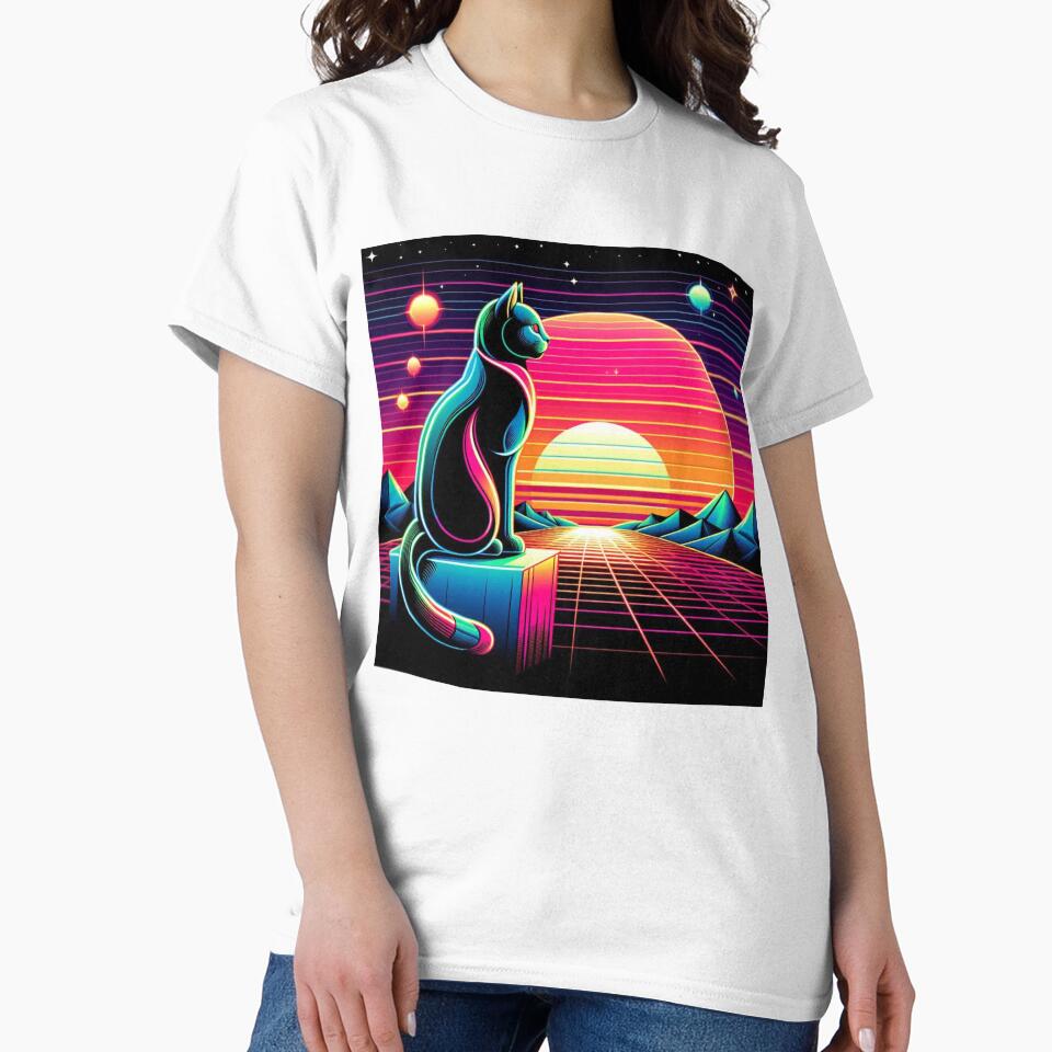 Retro Futuristic Cat in Neon Dreamscape by Dogandesighn