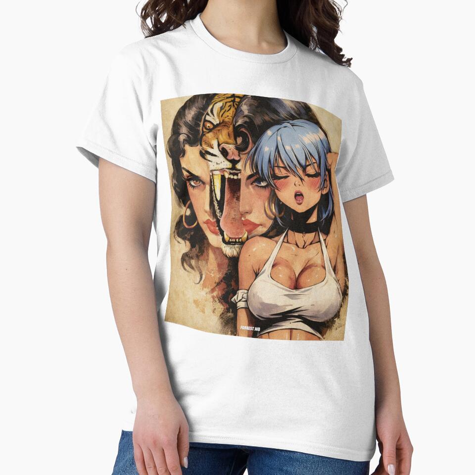 Predator Desire – Tiger Spirit & Anime Seduction Collage | Dark Feminine Energy by Forrest Jōb Art