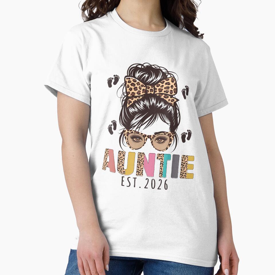 Promoted to Auntie est 2026 Aunt to be New Aunt Messy Bun by Goleon12