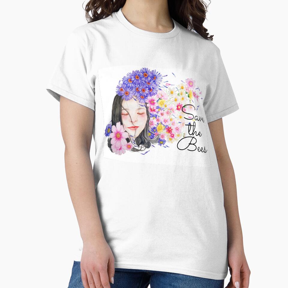 Save the Bees - Girl with flowers by Amandalee Jones