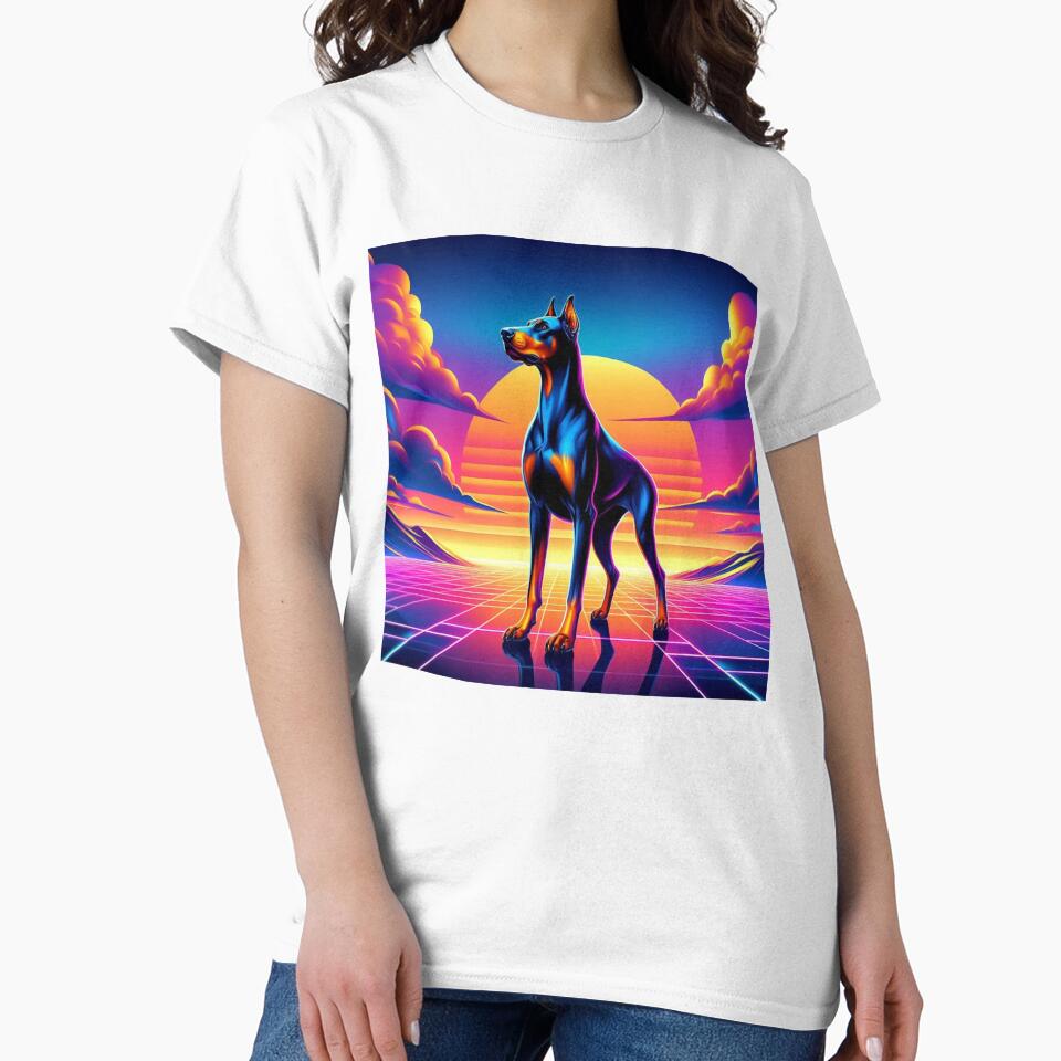 Neon Doberman – Synthwave Sunset Power Design by Dogandesighn