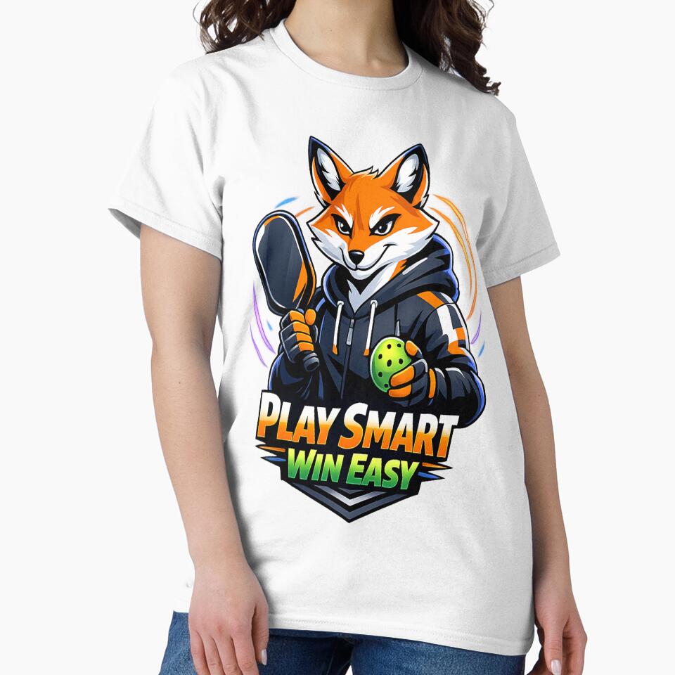 Play Smart Win Easy Fox Pickleball Neon Art by Xemora