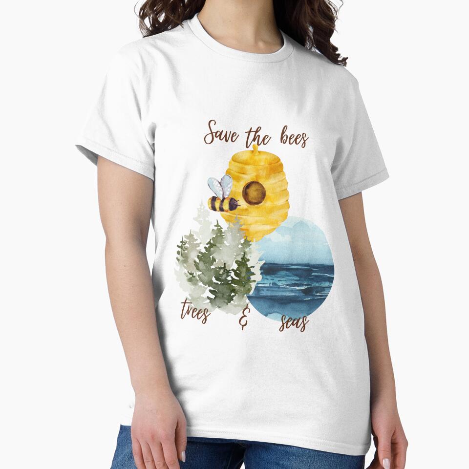Save The Bees, Trees & Seas Honeycomb Hive Design by LifeAndWonder