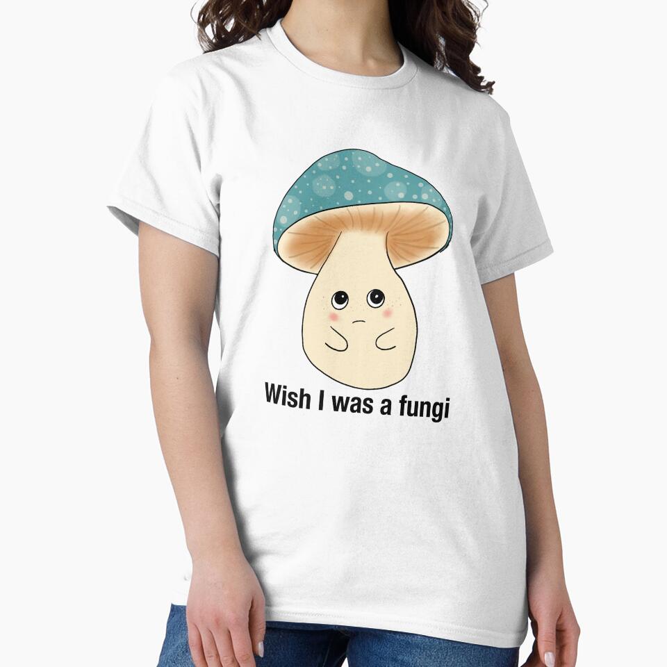 Wish I Was a Fungi – Cute Sad Mushroom Art | Funny Cottagecore Pun Design by graceirisart