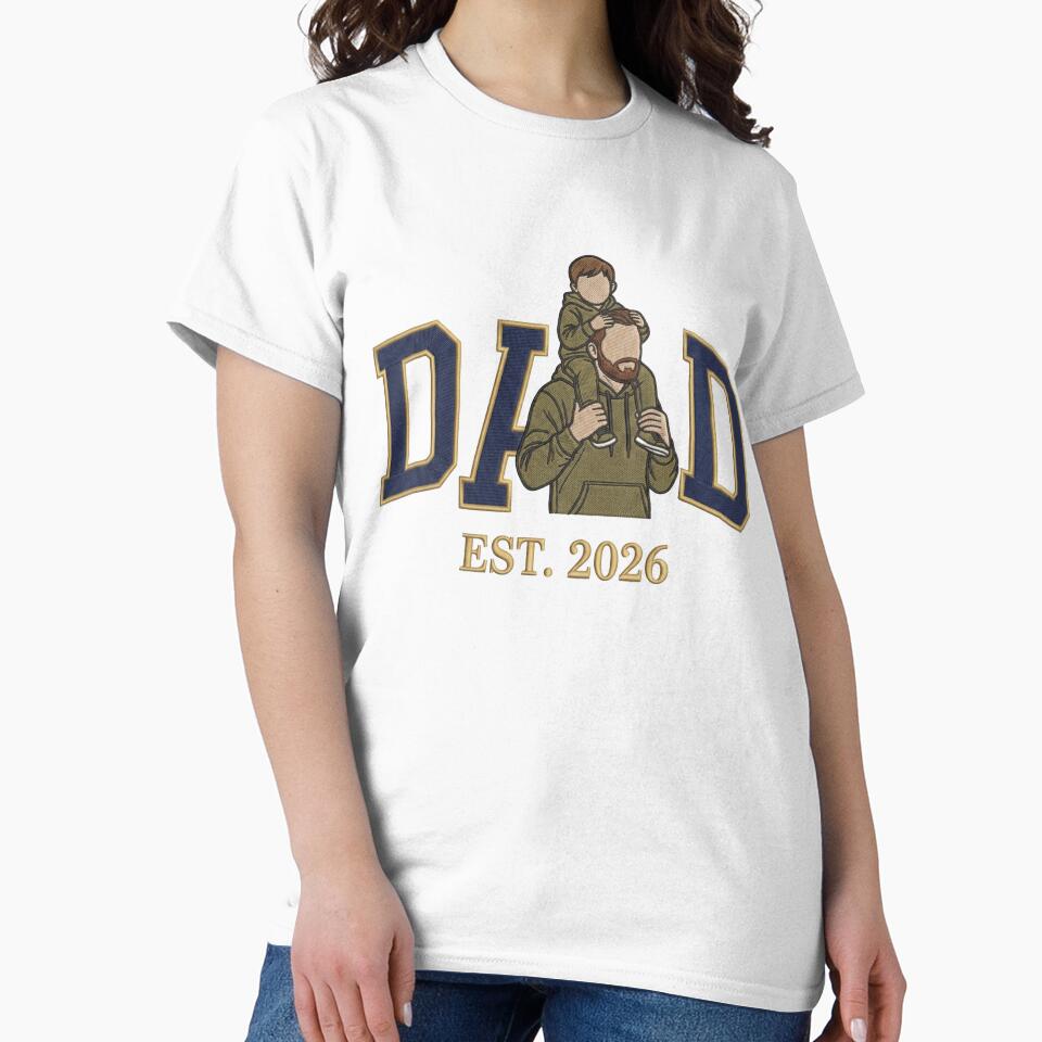 Dad Est 2026 Embroidery Style Gift,College Dad Established 2026 Streetwear Design by Tshirt-Deer
