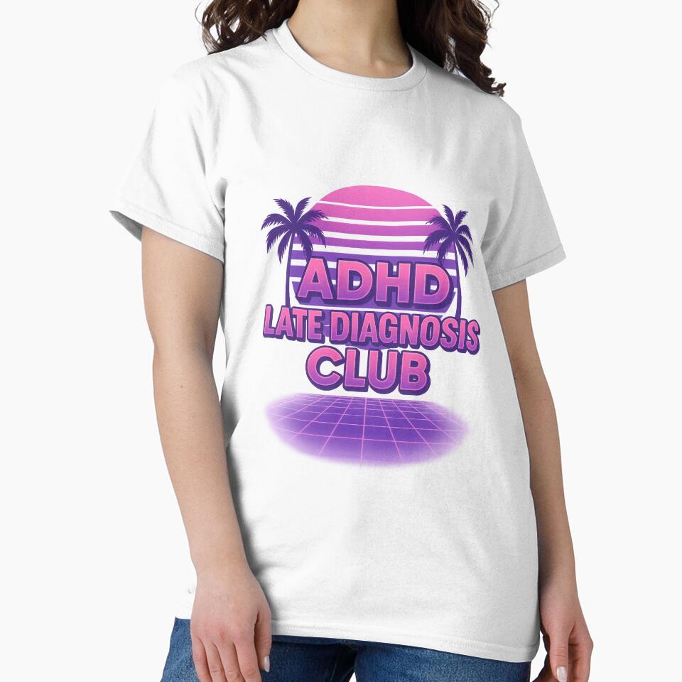 Vaporwave ADHD Late Diagnosis Club Retro Sunset by Trendy Sticker & Merch Collection - Express Yourself