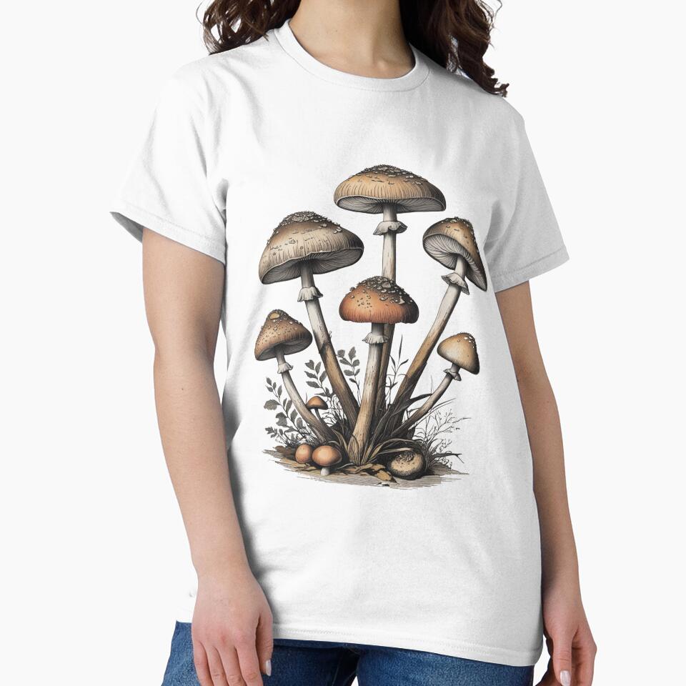 Vintage Mushroom Cluster – Botanical Forest Aesthetic by Almond Paper Co.