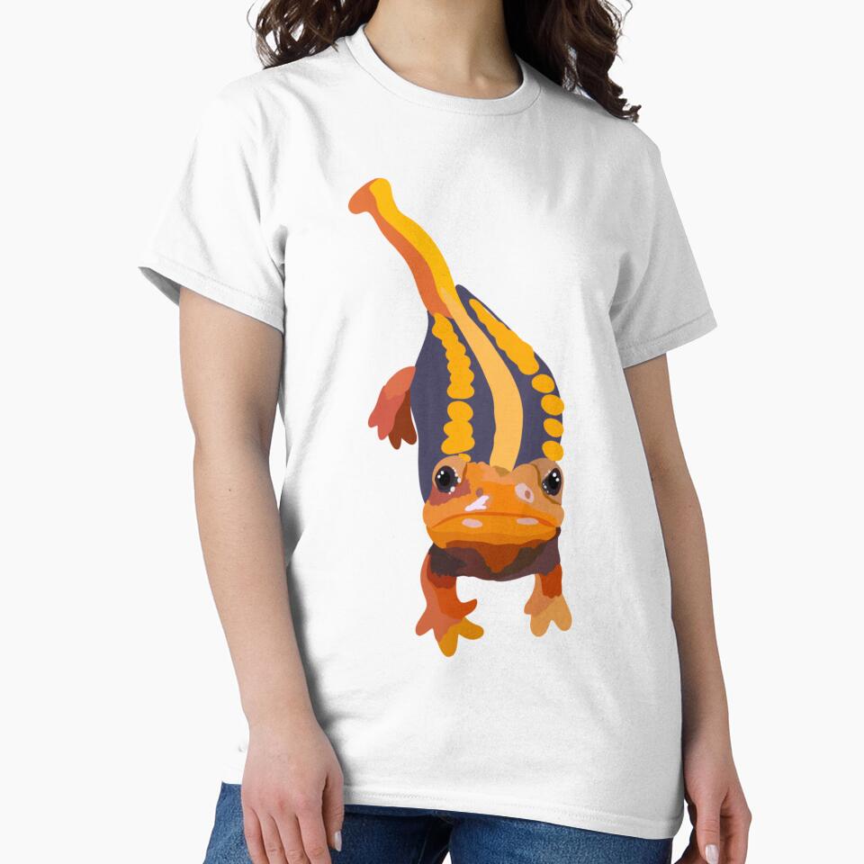E is for Emperor Crocodile Newt,Emperor Newt – Vibrant and Exotic Amphibian Wildlife Illustration by PrettylittlepastelUk