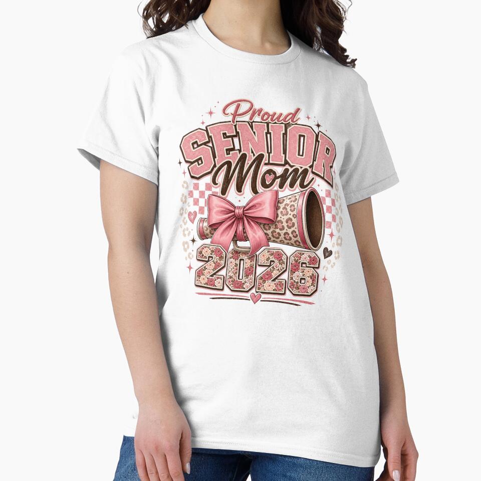 Proud Senior Mom 2026 Pink Leopard Graduation Design by PixelModeShop