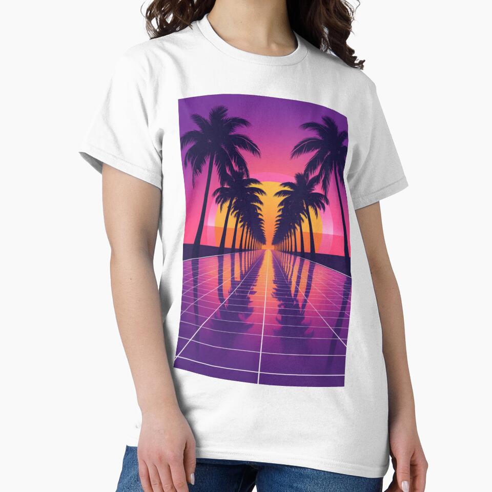 Synthwave Sunset Boulevard - Retro Outrun Palm Trees by PrimeGens