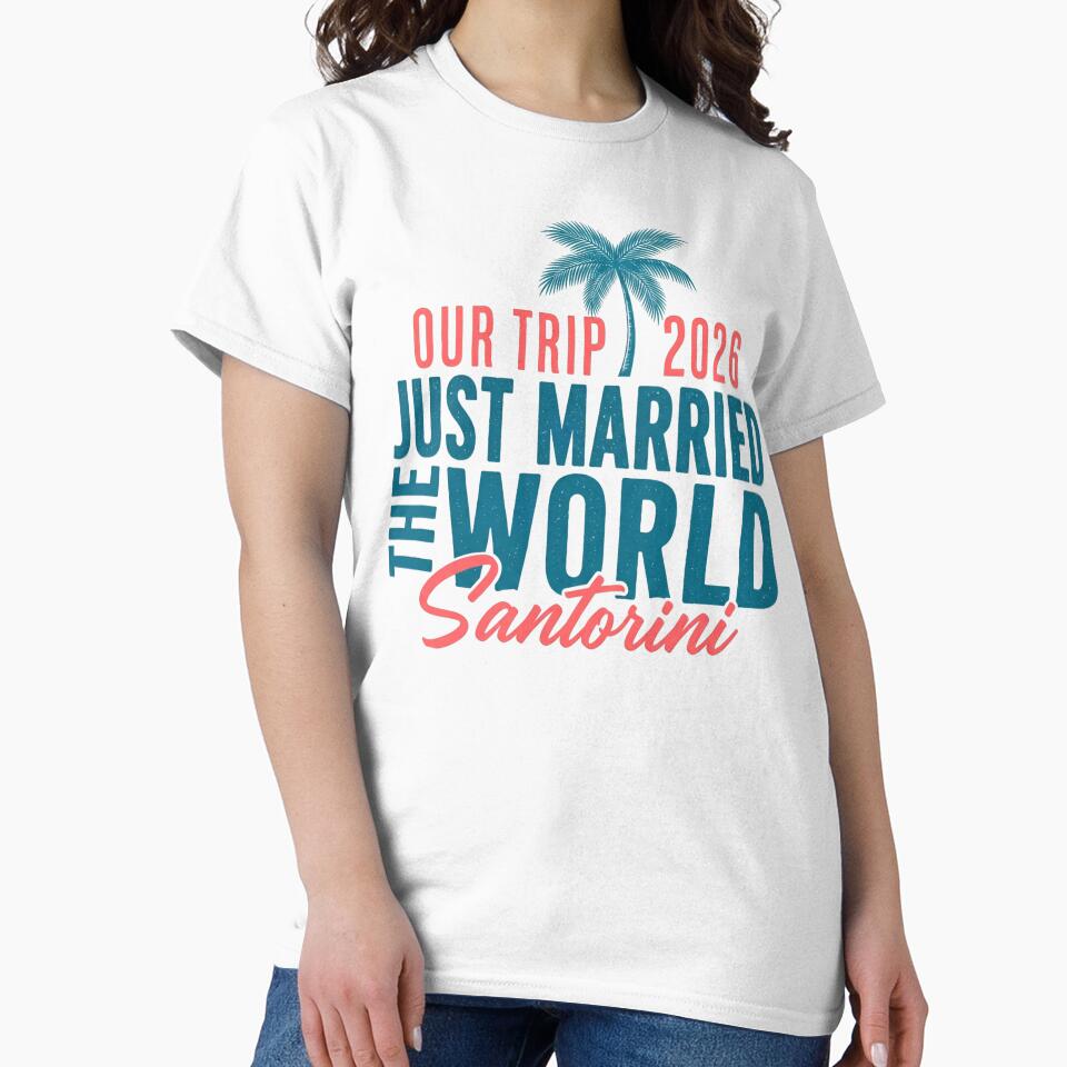 Our Trip 2026 Just Married Santorini Travel Couple Shirt by Lyutee