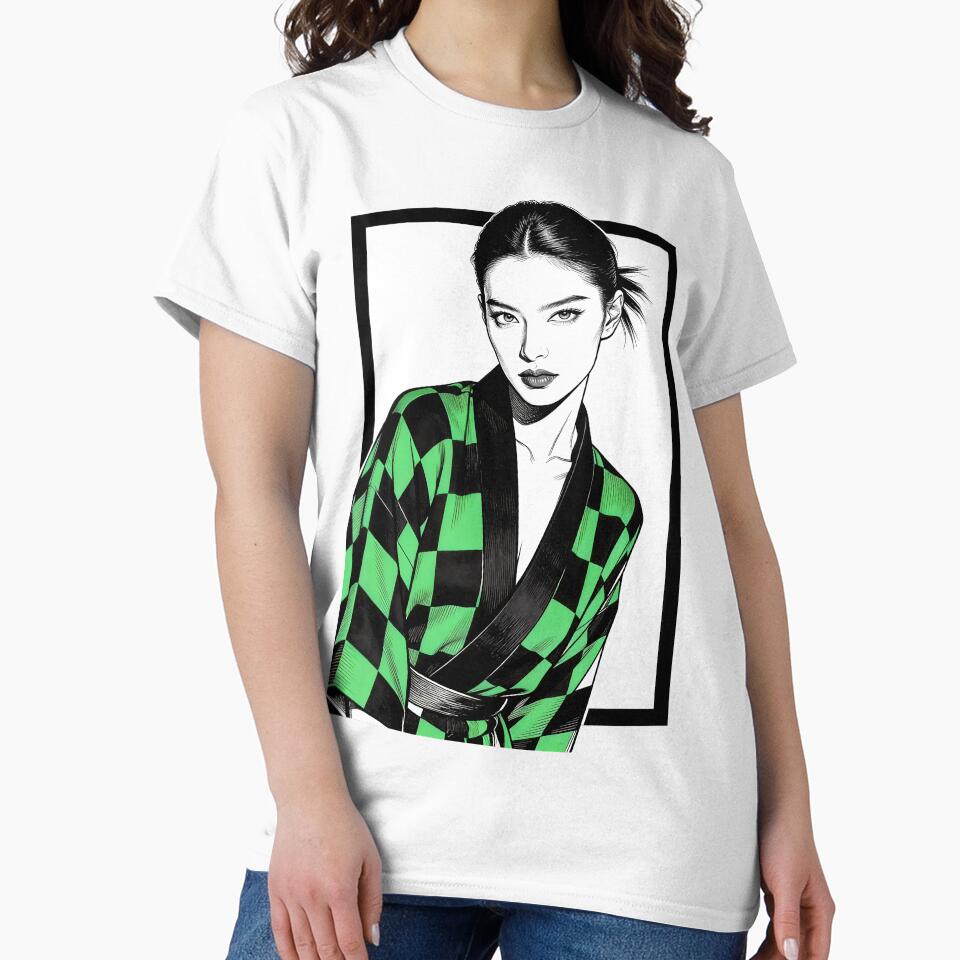 Checkered Haori Aesthetic Girl by Azerof