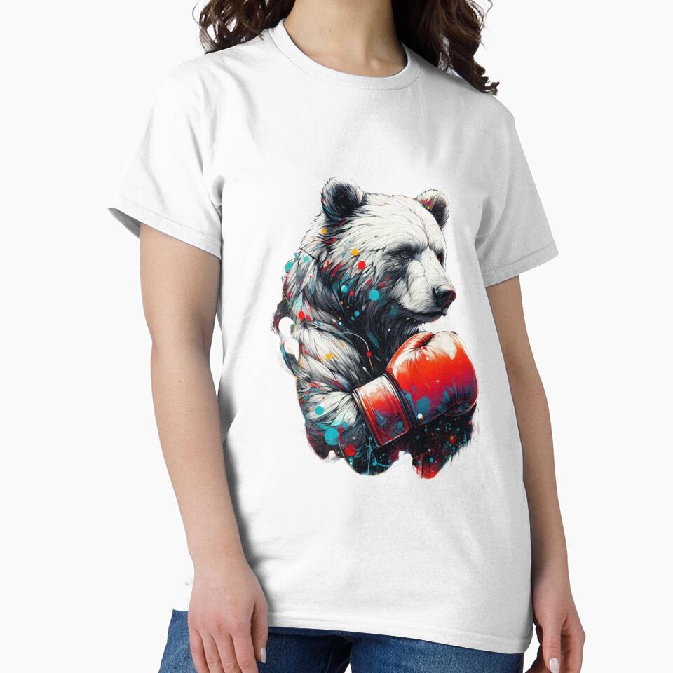 Boxing Bear Red Gloves Colorful Dots by Martial-Art-23