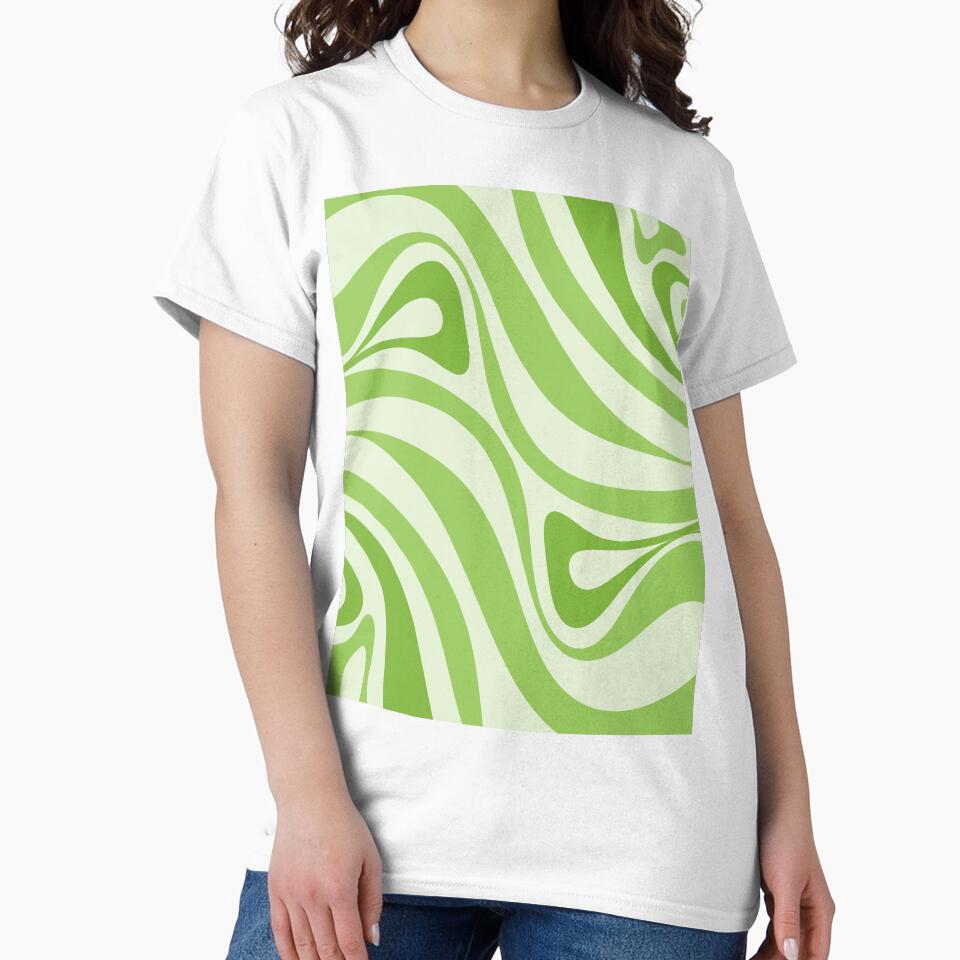 New Groove Retro Swirl Abstract Pattern Lime Green by kierkegaard