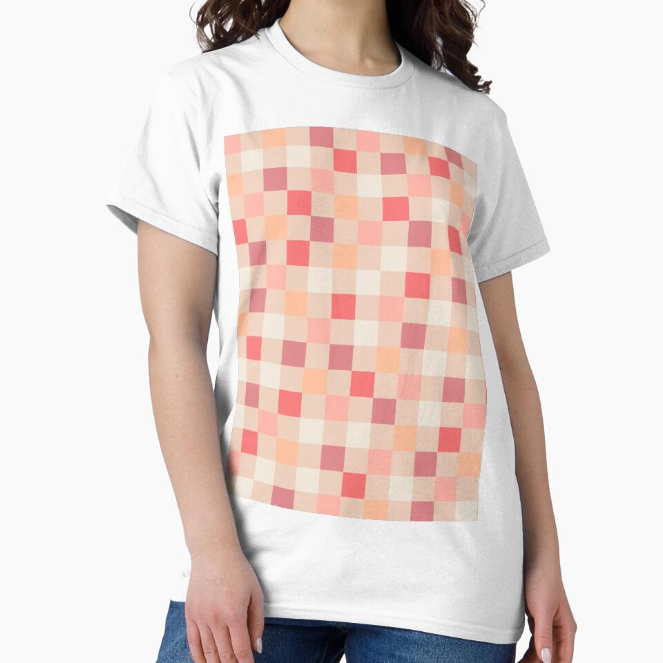 Peach Check Blush Pink Plum Checkered Pastel Pattern by kierkegaard