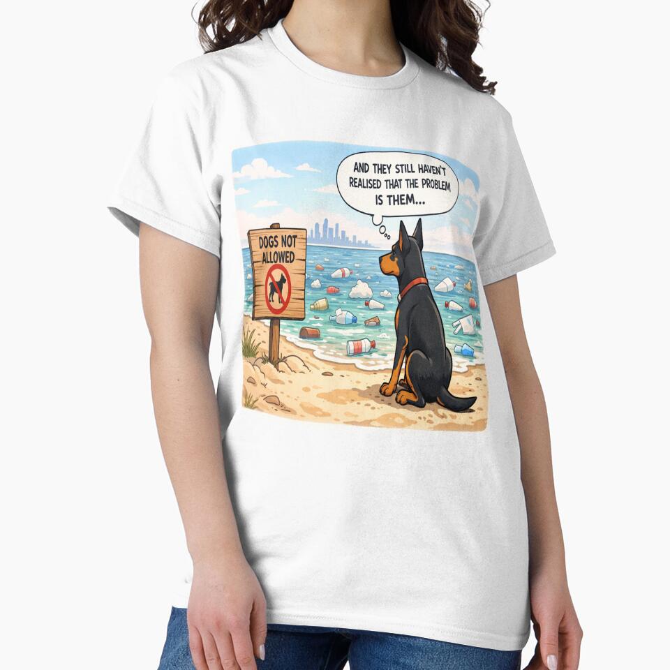 The Problem Is Us – Environmental Awareness Dog Illustration Art by YogaCreations