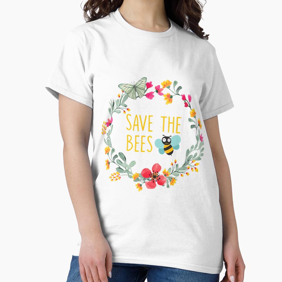 Save the Bees T-Shirt Nature Lovers Gift Floral by TimLittle12
