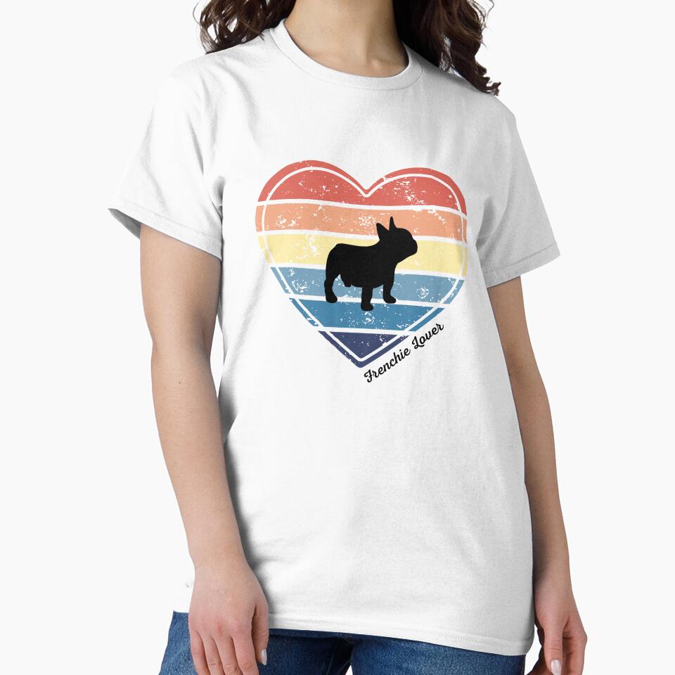 Frenchie Lover Retro Sunset Heart by Print-A-Joke