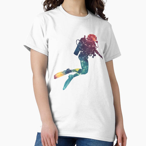 A little diver girl with scuba gear, swimming, full body, flat watercolor style, pastel tones, clean and minimalist design, pure white background Sticker by wonderisland