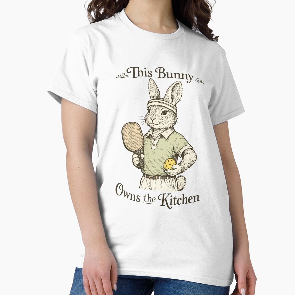 This Bunny Owns the Kitchen – Funny Vintage Pickleball Art by FamaPod