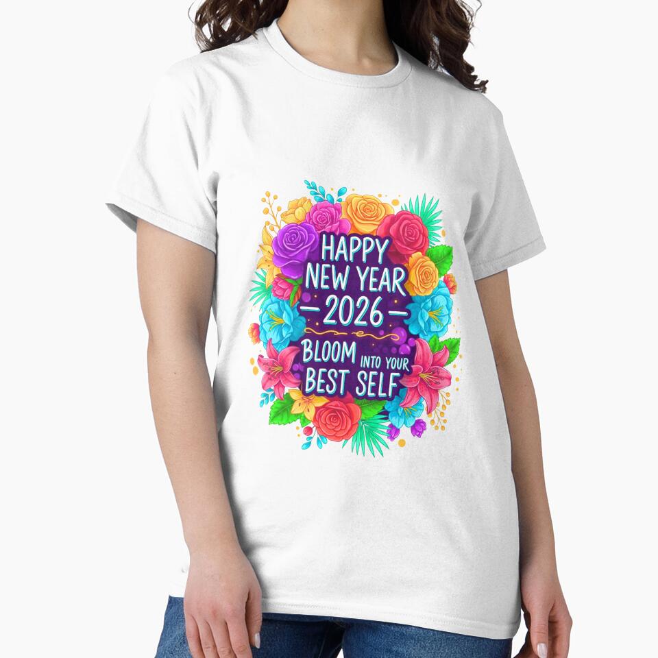 Happy New Year 2026 Bloom Into Your Best Self Floral Art by lojadpop