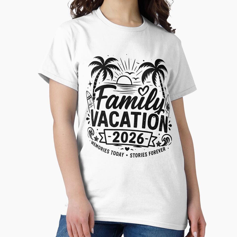 Family Vacation 2026 Shirt – Trendy Summer Beach Trip Matching Outfit Palm Tree Sunset Graphic by afr-saad
