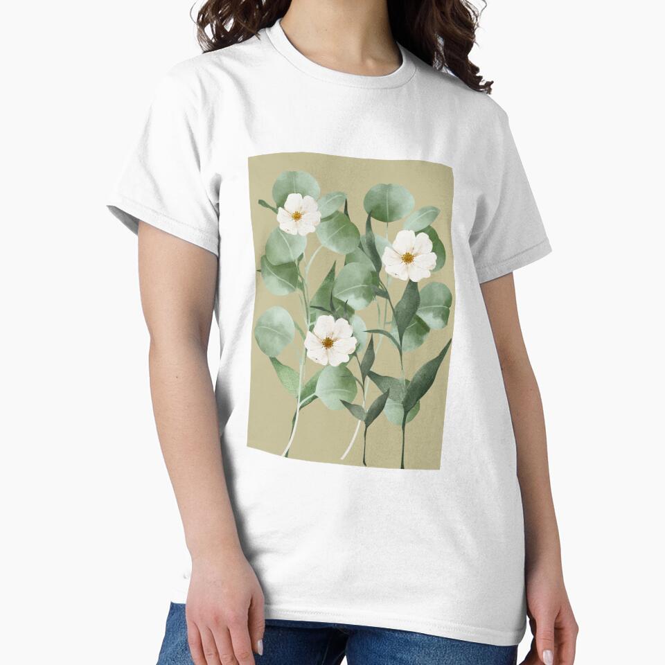 Soft Sage Eucalyptus & White Floral Botanical by Creativ_Design