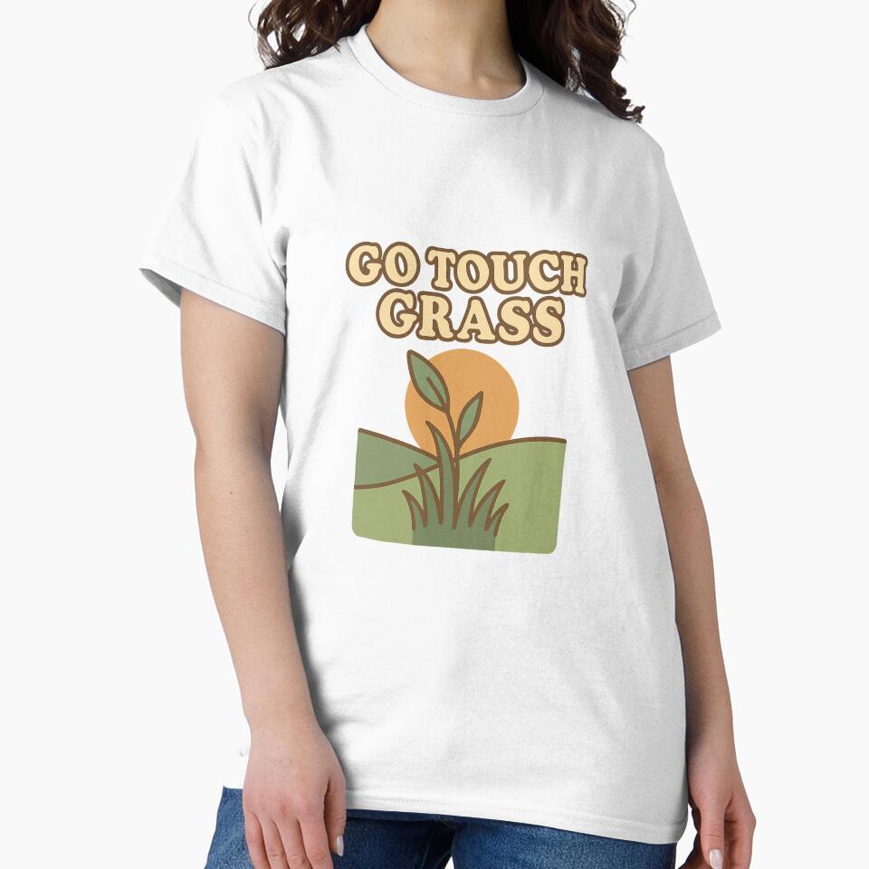 Go Touch Grass Aesthetic Design – Wholesome Anti-Doomscrolling Nature Quote by DJCApparel