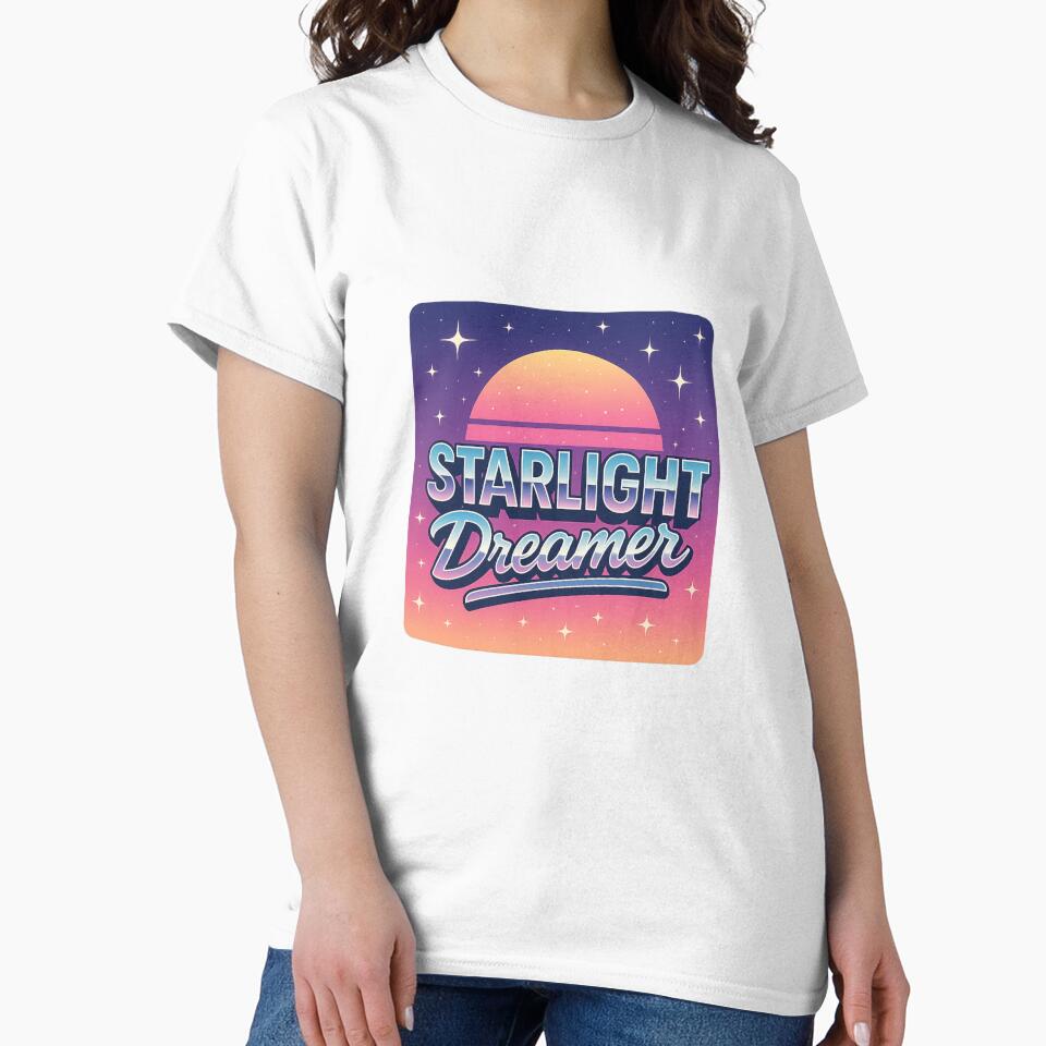 Starlight Dreamer | Retro 80s Synthwave Galaxy Aesthetic Chrome Design by DJCApparel