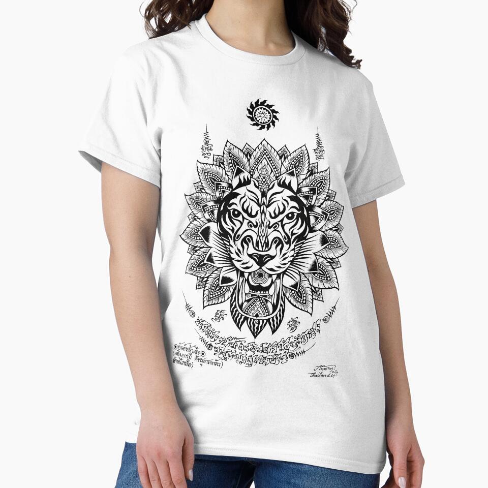 Thai traditional art of Talisman Tiger face Black color. by AmornGallery