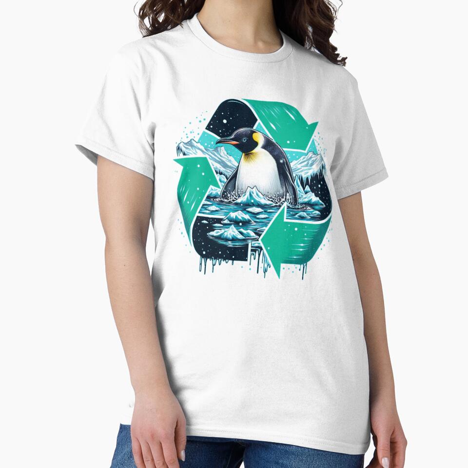 Galapagos Penguin Recycle Design — Ocean Conservation Wildlife Art, Climate Change Endangered Animal by BeaverFriends