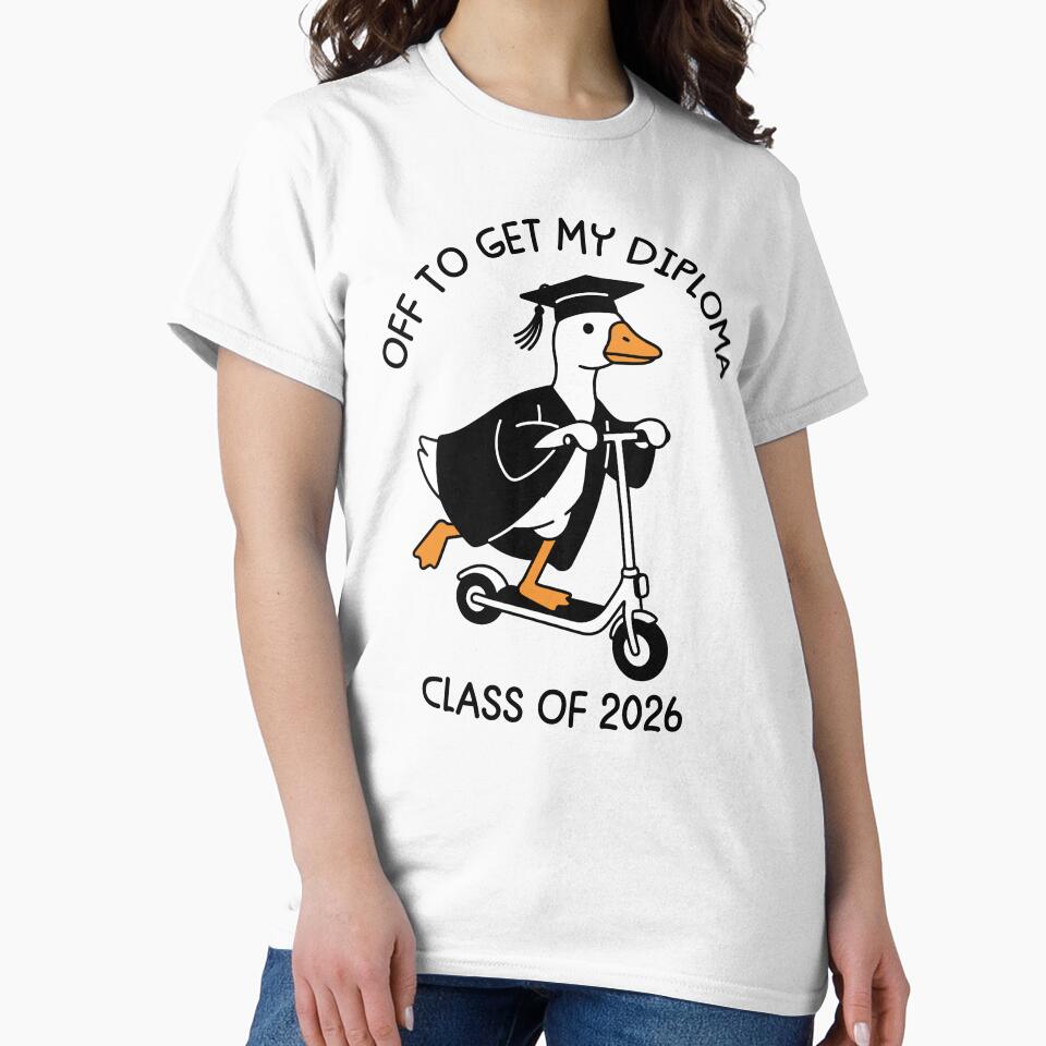 Off to Get My Diploma - Funny Goose Graduation Class of 2026 Senior Gift by gunaone-design