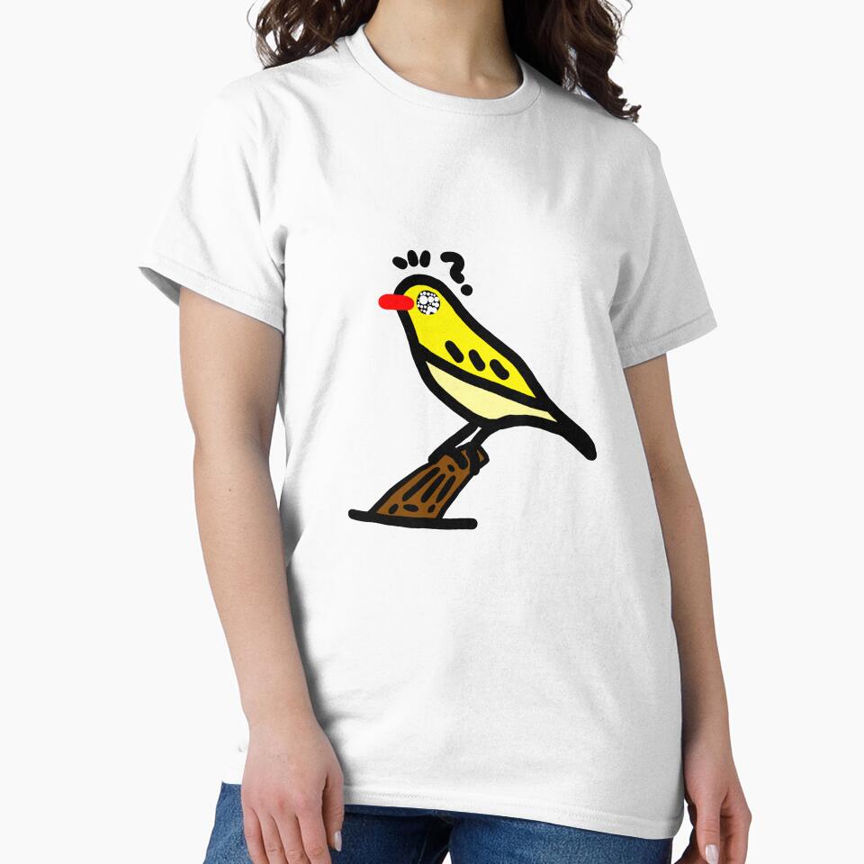 bird art yellow funny red rip bird animal by crazyhome