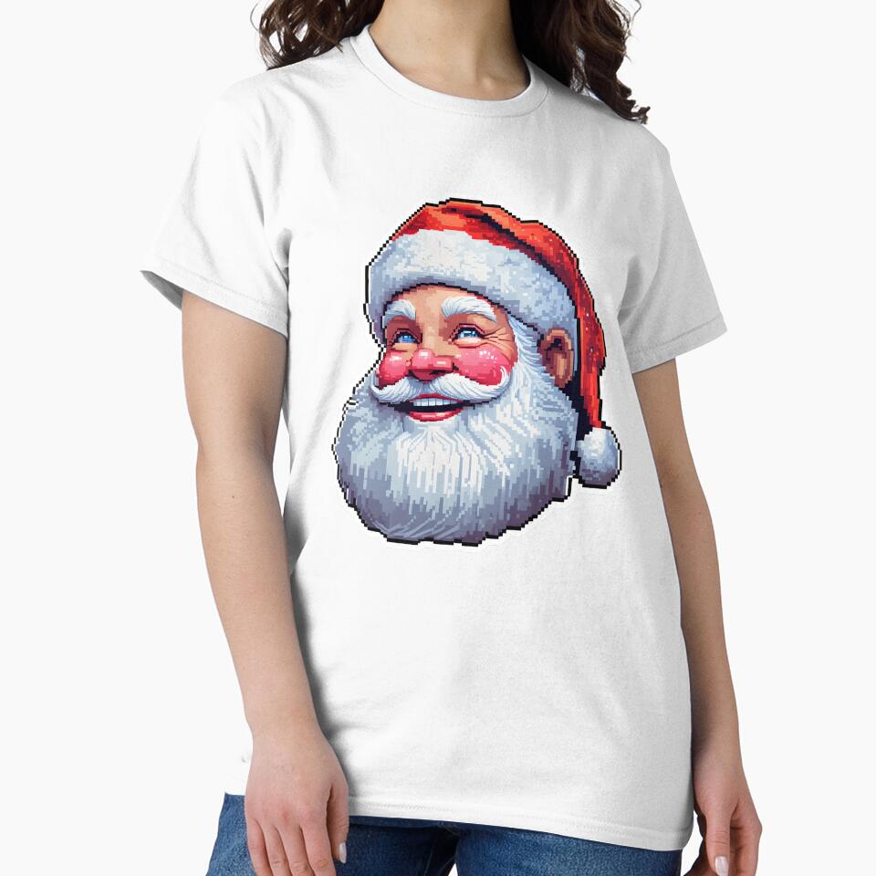 Cute Pixel Santa Claus Face Sticker in Retro 16-Bit Style by BankMano
