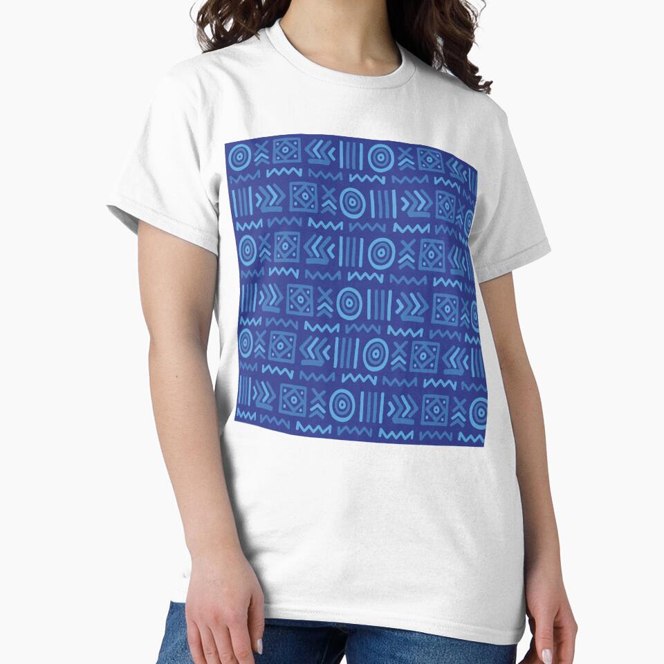 Authentic Blue Bogolan Pattern - Tribal Art from Mali by Wolagno