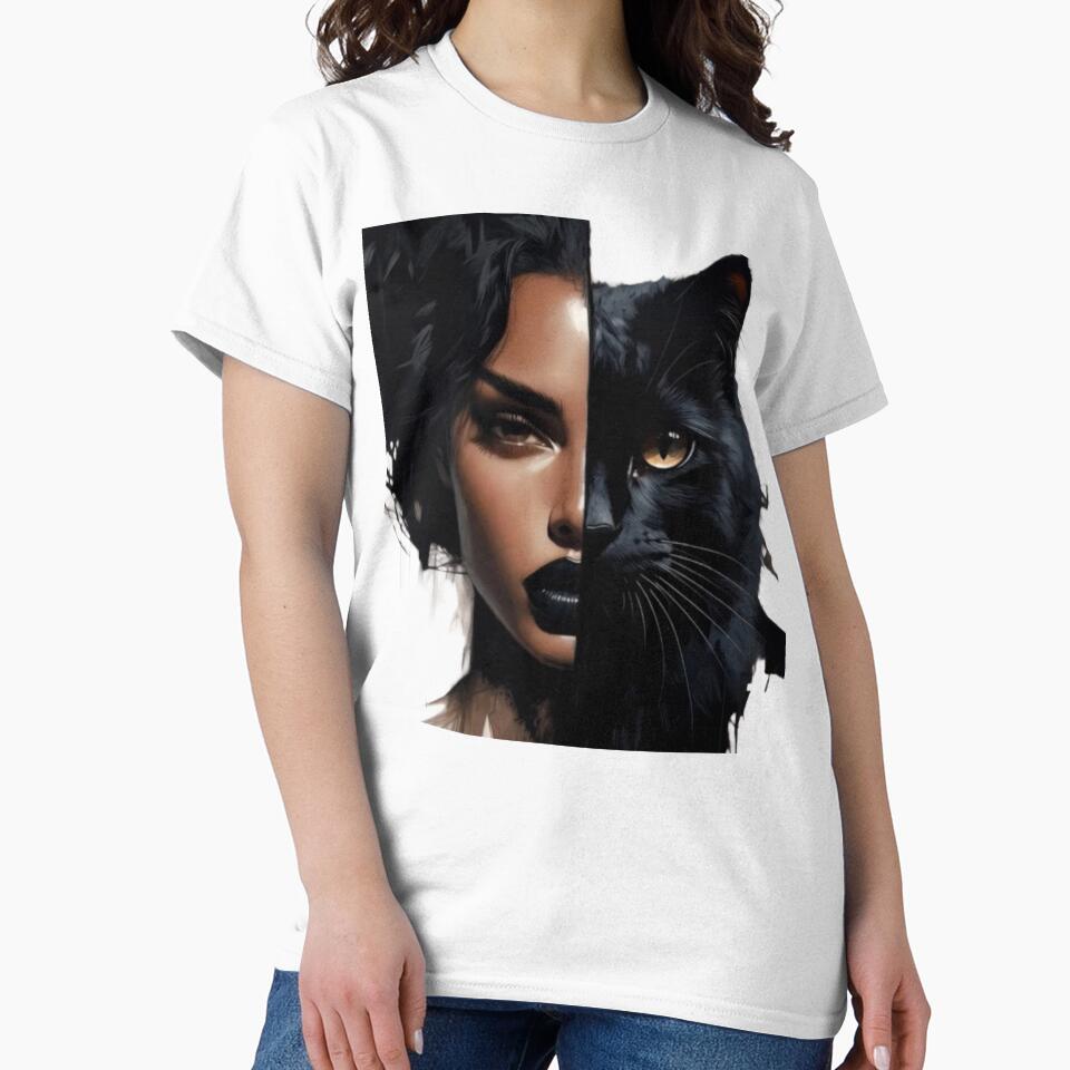 Shadow Self – Intuitive Woman and Black Cat Duality Art by NUVYStudio