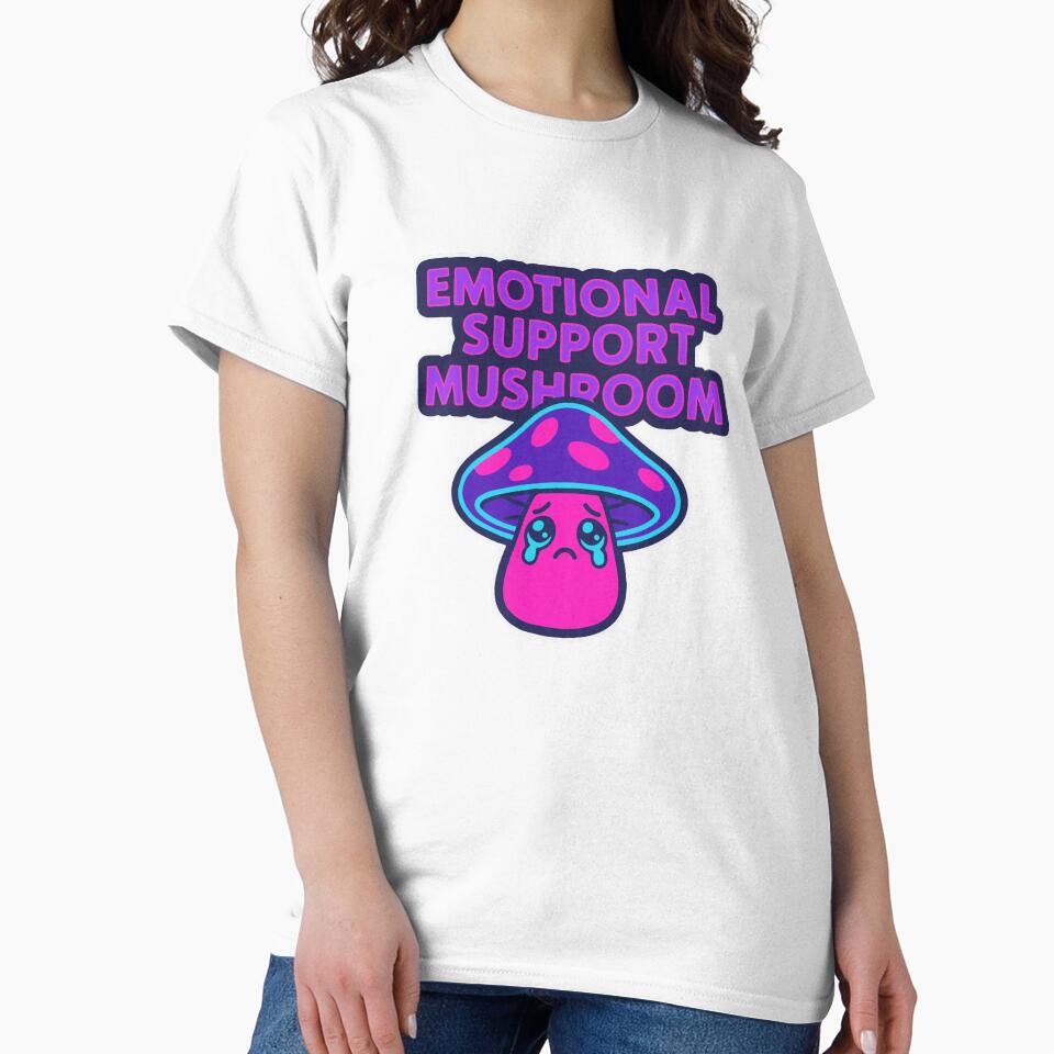 Emotional Support Mushroom – Cute Sad Kawaii Sticker by unicorn-v