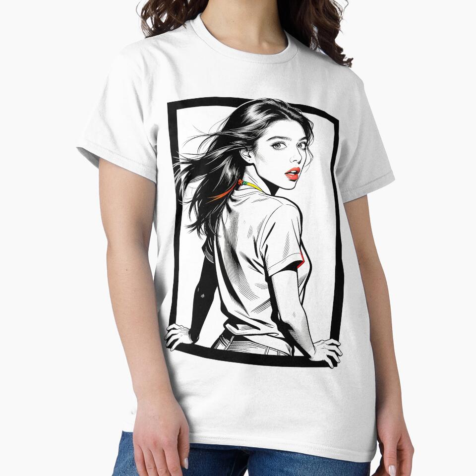 Inverted Glance Unframed - B&W Girl Portrait by Azerof