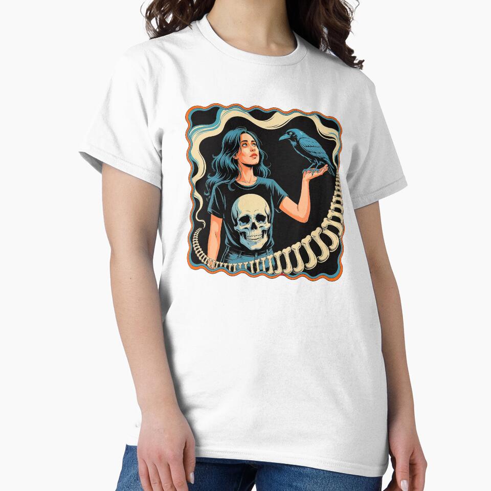 Skull Woman Gothic Psychedelic Art with Spine Design by Amanda's Factory