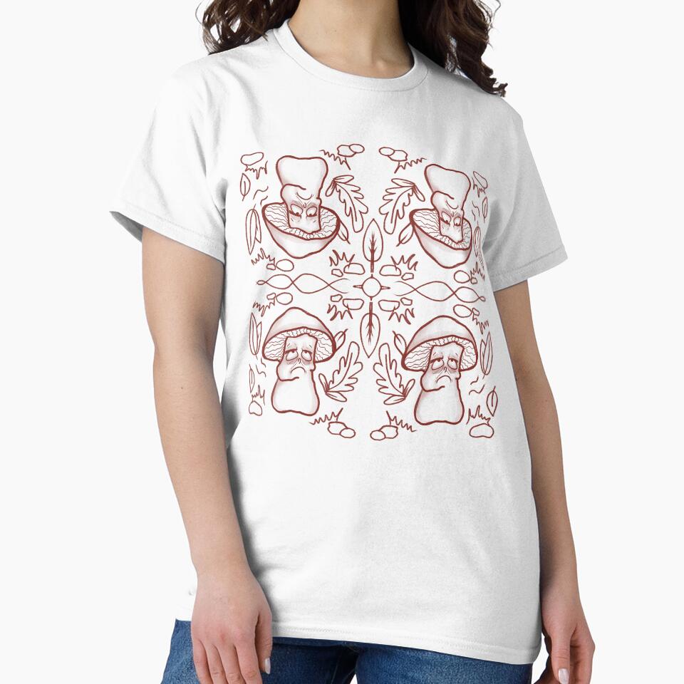 Sad Mushroom Pattern Cute Melancholy Characters by Pryhozha