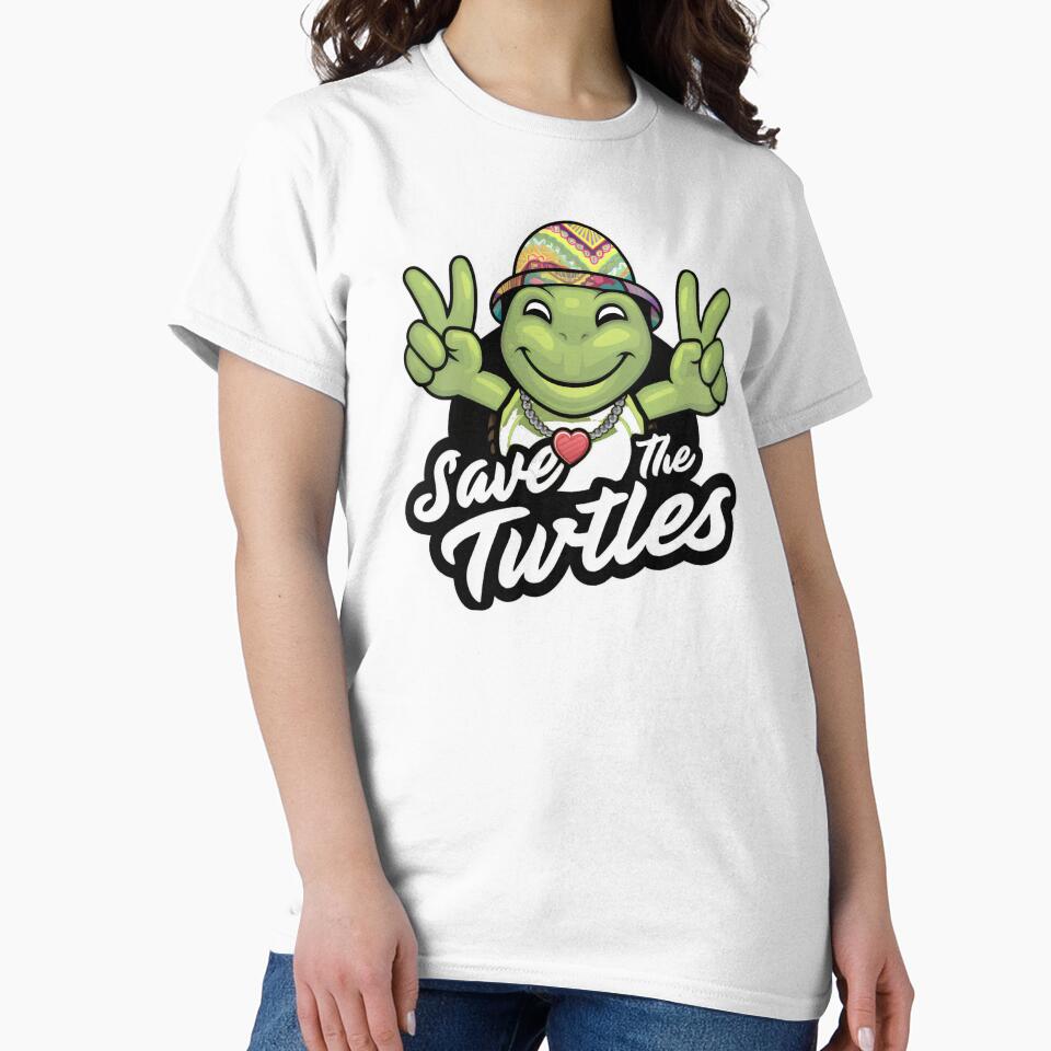 Hippie Turtle: Peace, Love, and Ocean Protection "Save the Turtles" by MillennialVibe