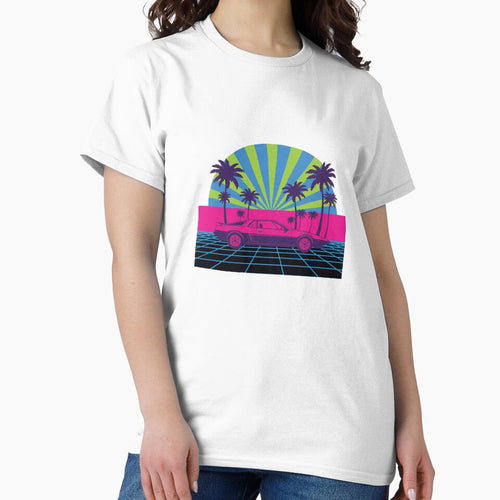 80s Synthwave Retro Car Sunset by AinulArtStor