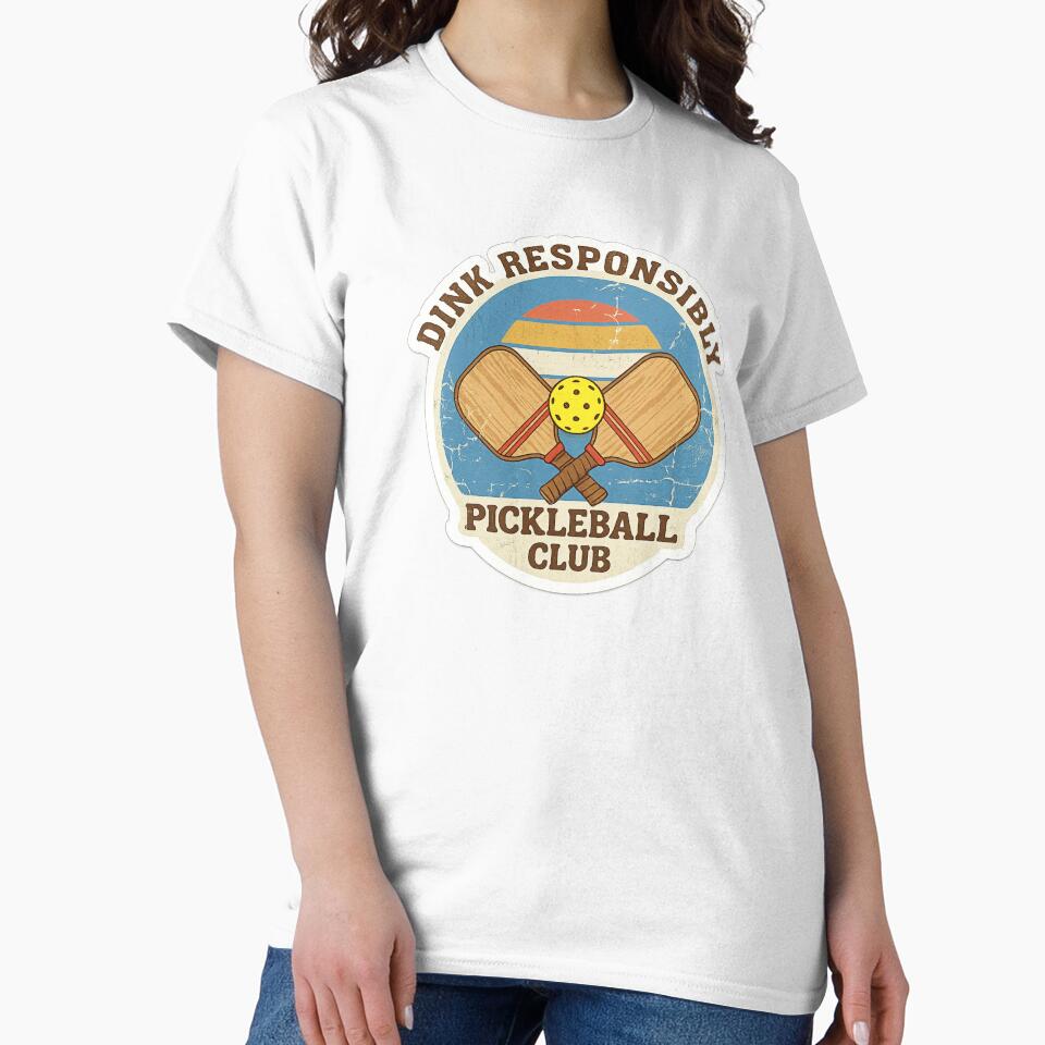 "Dink Responsibly" Vintage Pickleball Club Retro Sunset by RiotKida