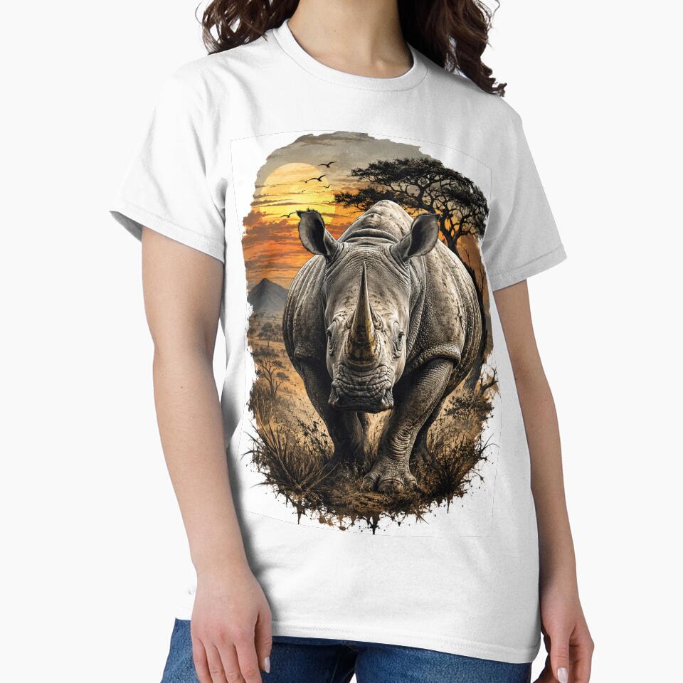Majestic rhino at sunset by urbanshop7