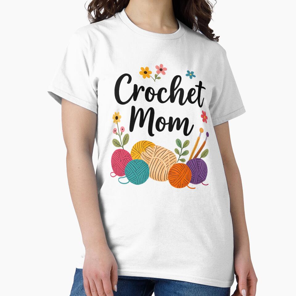 Crochet Mom colorful yarn art with floral accents by LuloCreative