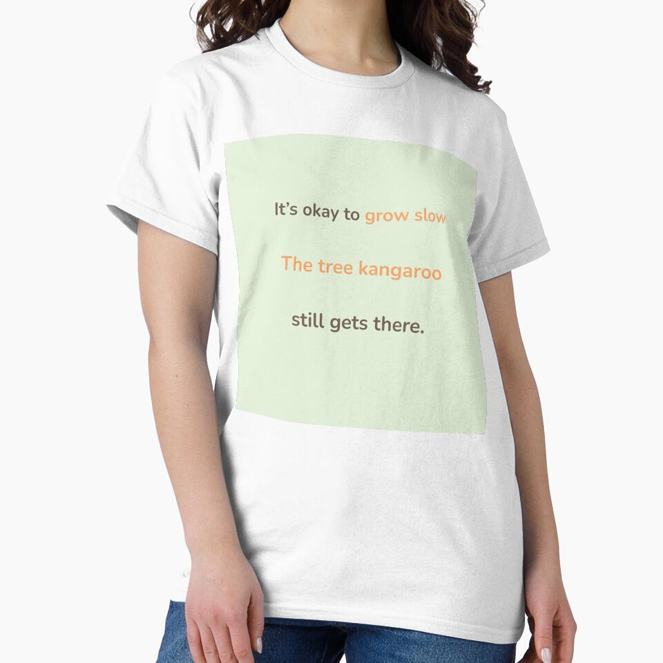 It’s Okay to Grow Slow – Tree Kangaroo Quote Design | Kindwaves Rare Land Series by KWkindwaves