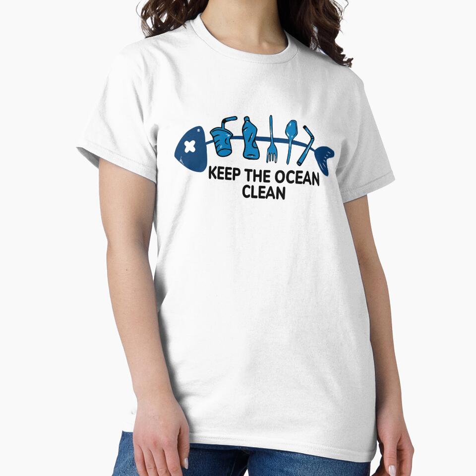 Keep The Ocean Clean – Anti-Plastic Fishbone Eco Awareness Design by The High Hippo